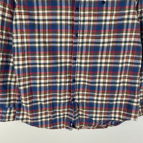 Vineyard Vines Slim Longshore Flannel Shirt Mens Medium Blue Red Plaid Button Up - Picture 3 of 9